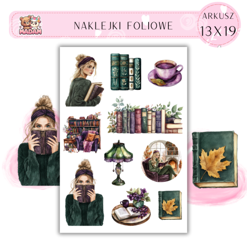 Naklejki Foliowe 13x19 Drogi Czytelniku – Książkowy świat pełen magii i inspiracji! Madam 2
