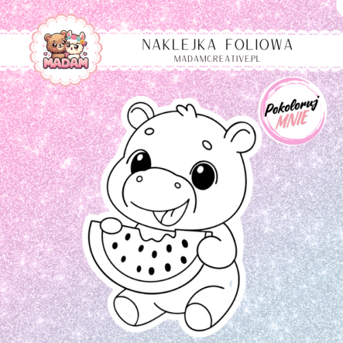 naklejka-do-kolorowania-dla-dzieci-hipopotam-madam-creative