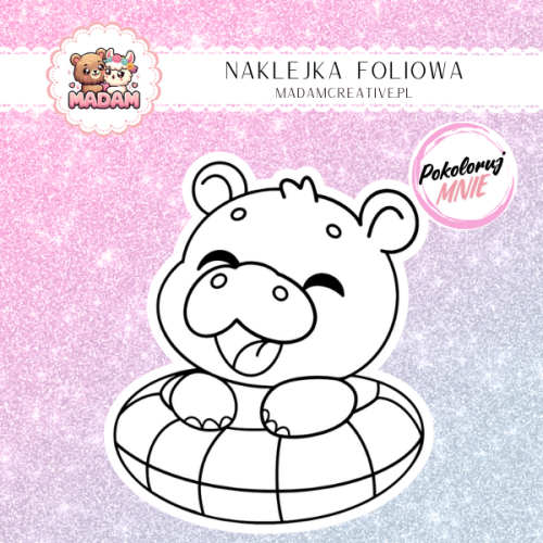 naklejka-do-kolorowania-dla-dzieci-lato-hipopotam-madam-creative