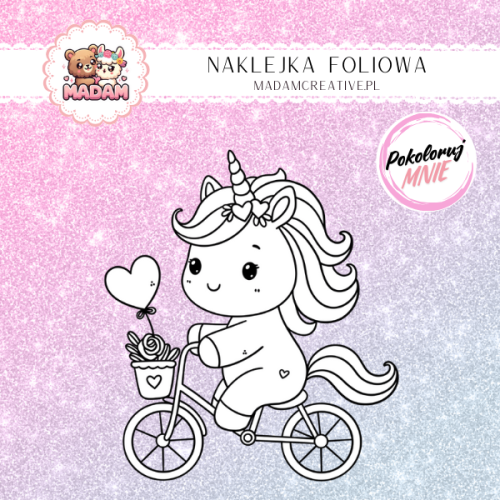 naklejka-do-kolorowania-dla-dzieci-jednorozec-rower-madam-creative