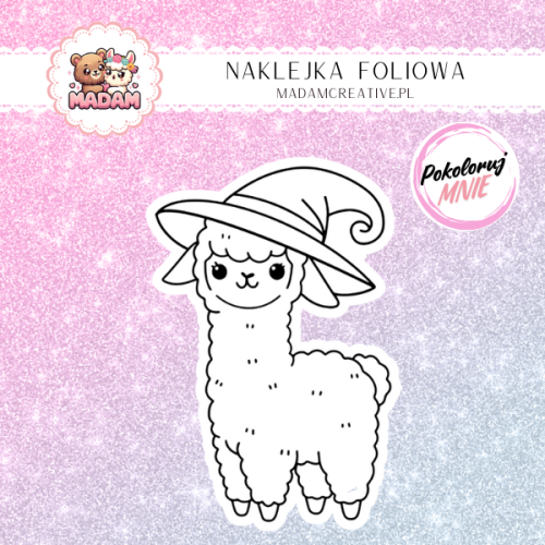 naklejka-do-kolorowania-dla-dzieci-lama-czarodziej-madam-creative