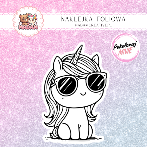 naklejka-do-kolorowania-dla-dzieci-jednorozec-w-okularach-madam-creative