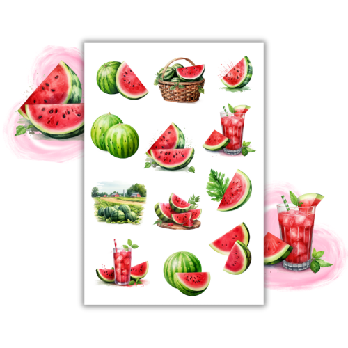 Naklejki Foliowe 13x19 Owoce Arbuzy Lato MaDam Creative