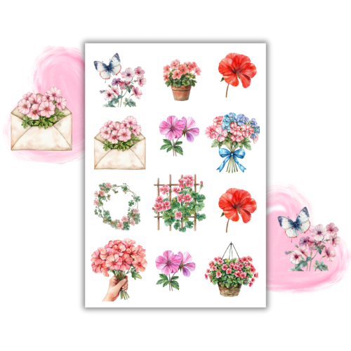 Naklejki Foliowe 13x19 Kwiaty Pelargonii – Balkonowy klasyk w kolorowym stylu! Madam