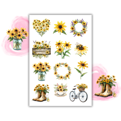 Naklejki Foliowe 13x19 Kwiaty Rudbekii – Słoneczny środek i uśmiech natury! Madam