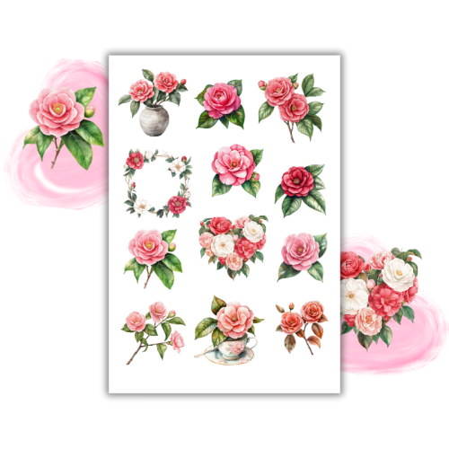 Naklejki Foliowe 13x19 Kwiaty Kamelii – Elegancja w płatkach i romantyzm w każdej ilustracji! Madam 2