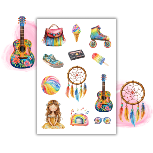 Naklejki Foliowe 13x19 Letni Klimat Lat 60. – Winyle, okulary i retro luz! Madam