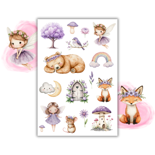Naklejki Foliowe 13x19 Magiczny Ogród i Fioletowe Wróżki – Bajkowe czary wśród kwiatów! Madam