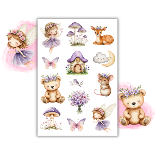 Naklejki Foliowe 13x19 Magiczny Ogród i Fioletowe Wróżki – Bajkowe czary wśród kwiatów! Madam 2