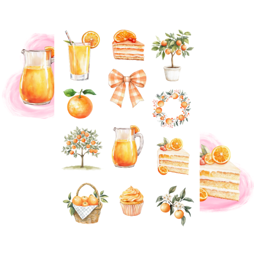 Naklejki Foliowe 13x19 Akwarelowe Pomarańcze Cytrusy i Owoce MaDam Creative