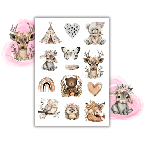 Naklejki Foliowe 13x19 Akwarelowy Leśny Świat Boho MaDam Creative