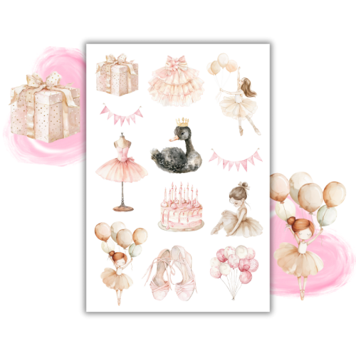 Naklejki Foliowe 13x19 Baletowe Przyjęcie – Tutu, piruety i nutki elegancji! Madam