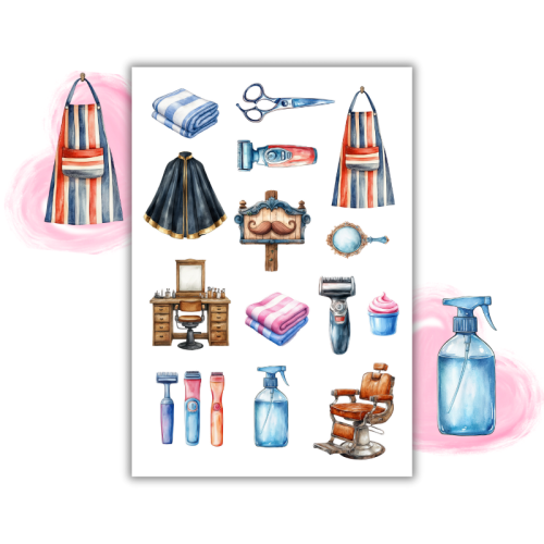 Naklejki Foliowe 13x19 Barber Shop – Brody, nożyczki i styl z nutą klasyki! Madam