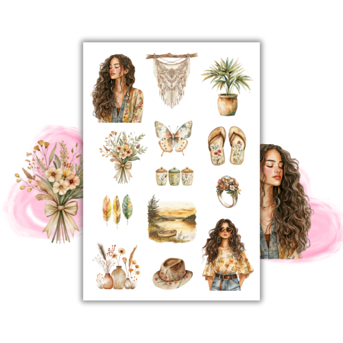 Naklejki Foliowe 13x19 Boho Lato w Stylu Rustykalnym – Marzycielski klimat, łapacze snów i naturalne wnętrza MaDam Creative