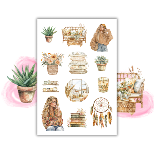Naklejki Foliowe 13x19 Boho Lato w Stylu Rustykalnym MaDam Creative