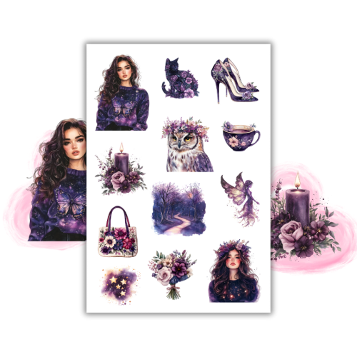 Naklejki Foliowe 13x19 Magiczny Ogród Gwiazd – Księżyce, kwiaty i niebiańska aura MaDam Creative