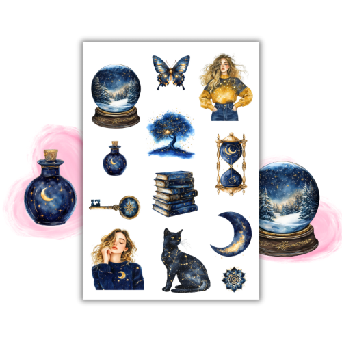 Naklejki Foliowe 13x19 Magiczne Niebo – Gwiazdy, księżyce i odrobina czarów! Madam