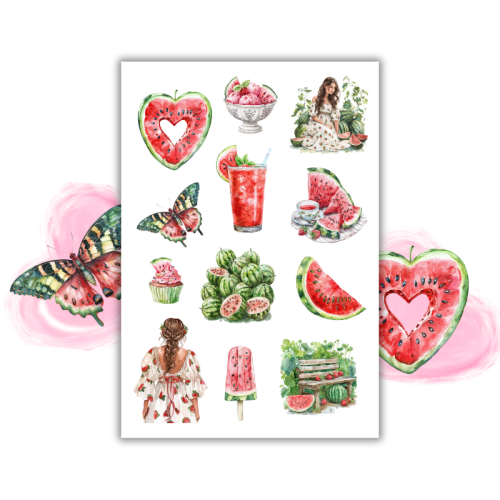 Naklejki Foliowe 13x19 Letnie Owoce Arbuzowy Lato i Ogród MaDam Creative