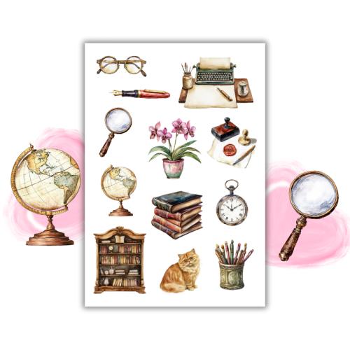 Naklejki Foliowe 13x19 Biuro w Stylu Vintage – Maszyna do pisania i retro klimat MaDam Creative