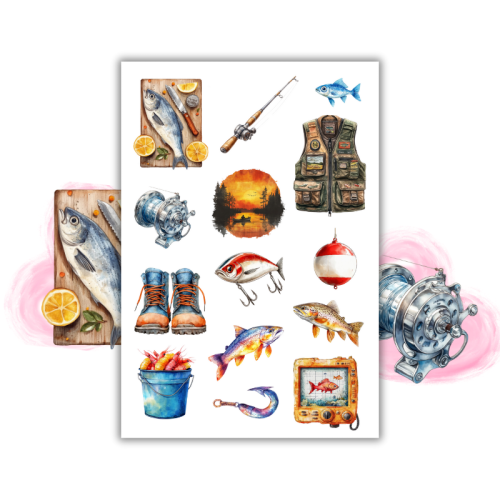 Naklejki Foliowe 13x19 Estetyka Wędkarza – Rzeka, przynęty i spokój natury MaDam Creative