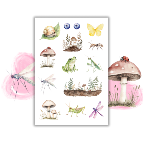 Naklejki Foliowe 13x19 Leśne Życie Maluchów – Mini zwierzątka i domek pod grzybem MaDam Creative