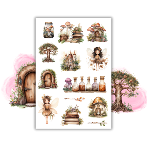 Naklejki Foliowe 13x19 Leśna Kraina Wróżek – Grzybowe domki, magia i bajkowe klimaty MaDam Creative