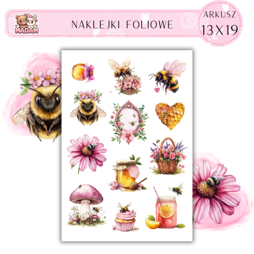 naklejki-foliowe-13x19-rozowy-letni-ogrod-pszczol-kwiaty-madam-creative