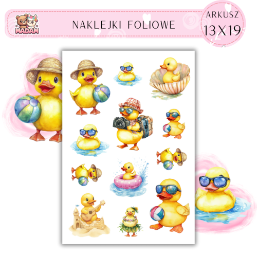 Naklejki Foliowe 13x19 Żółta Kaczka Lata MaDam Creative