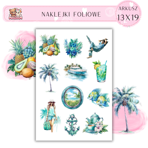 Naklejki Foliowe 13x19 Tropikalne Lato MaDam Creative