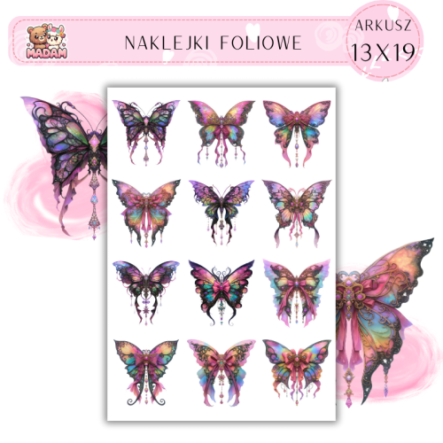 Naklejki Foliowe 13x19 Gotycki Motyl MaDam Creative