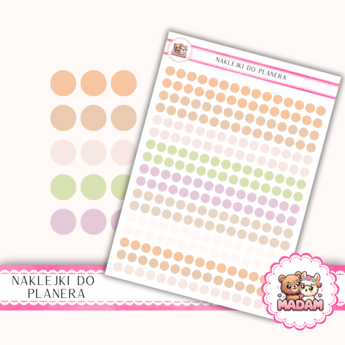 Naklejki planerowe Etykiety Kółka 6 mm MIX Autumn Cozy 13×18 – jesienne boho kropki do planera Bullet Journal MaDam Creative