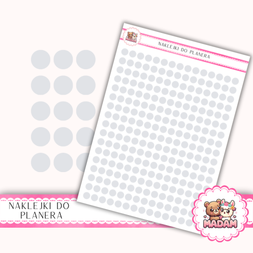 Naklejki planerowe Etykiety Kółka 6 mm Szary Taupe 13×18 – do planera, bullet journal, scrapbookingu MaDam Creative