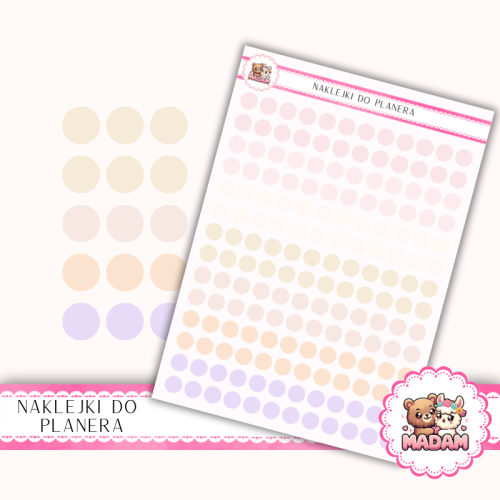 Naklejki planerowe Etykiety Kółka 8 mm MIX Blush Wedding 13×18 – do planera, bullet journal, scrapbookingu MaDam Creative