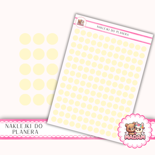 Naklejki planerowe Etykiety Kółka 8 mm Żółty Maślany 13×18 – do planera, bullet journal, scrapbookingu MaDam Creative