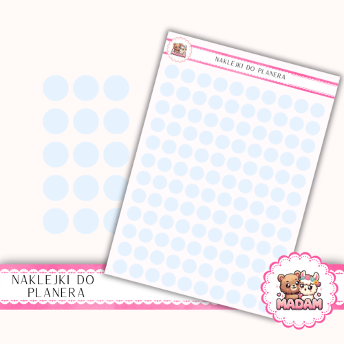 Naklejki planerowe Etykiety Kółka 10 mm Błękit Nieba 13×18 – ozdobne kropki do planera, bullet journal, scrapbookingu MaDam Creative