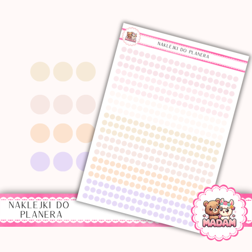 Naklejki planerowe Etykiety Kółka 4 mm MIX Blush Wedding 13×18 – do planera, bullet journal, scrapbookingu MaDam Creative