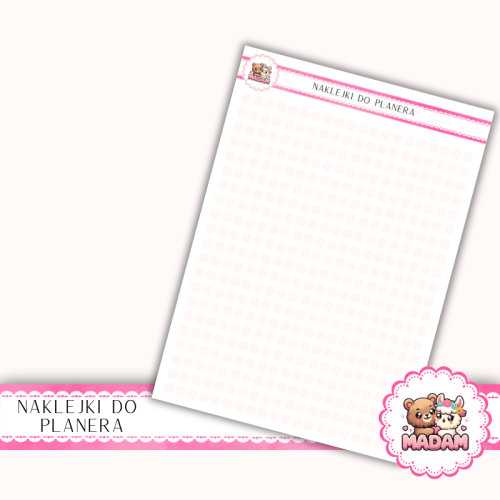 Naklejki planerowe Etykiety Kółka 4 mm Kremowy Ecru 13×18 – do planera, bullet journal, scrapbookingu MaDam Creative