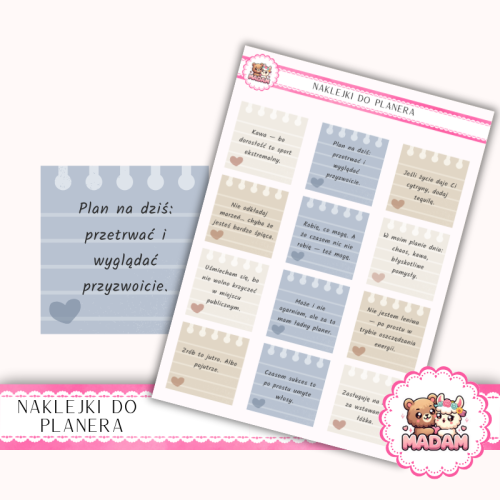 Naklejki planerowe cytaty Zabawne 13x18 do planera Bullet Journal MaDam Creative