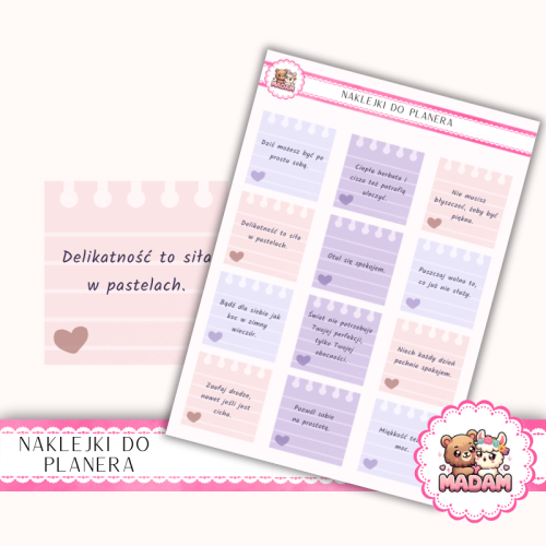 Naklejki planerowe cytaty Miękkie słowa 13x18 do planera Bullet Journal MaDam Creative