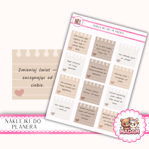 Naklejki planerowe cytaty Motywacyjne vol. 2 13x18 do planera Bullet Journal MaDam Creative
