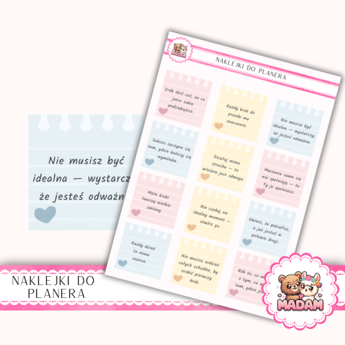 Naklejki planerowe cytaty Motywacyjne vol. 1 13x18 do planera Bullet Journal MaDam Creative