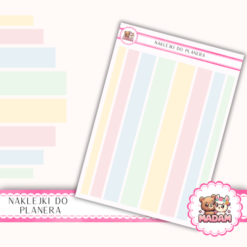 Naklejki planerowe paski pastel classic 13x18 do planera Bullet Journal MaDam Creative