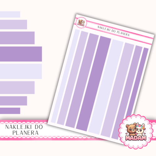Naklejki planerowe paski lilac violet gradient 13x18 do planera Bullet Journal MaDam Creative