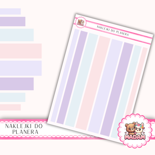 Naklejki planerowe paski lilac dream 13x18 do planera Bullet Journal MaDam Creative