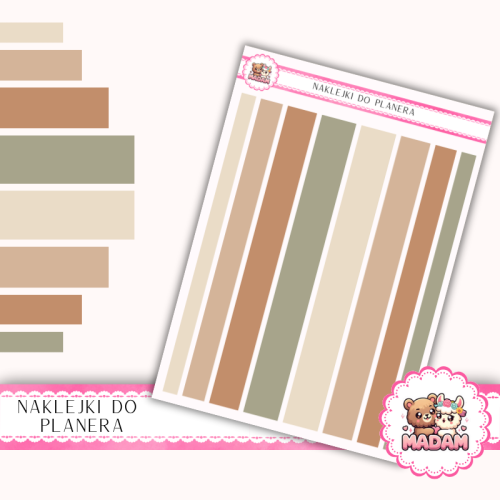 Naklejki planerowe paski earthy boho 13x18 do planera Bullet Journal MaDam Creative