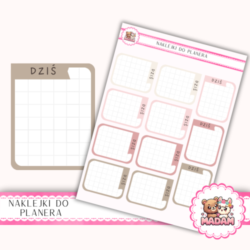 Naklejki planerowe ramki DZIŚ Romantic Rose Mix 13x18 do planera Bullet Journal MaDam Creative