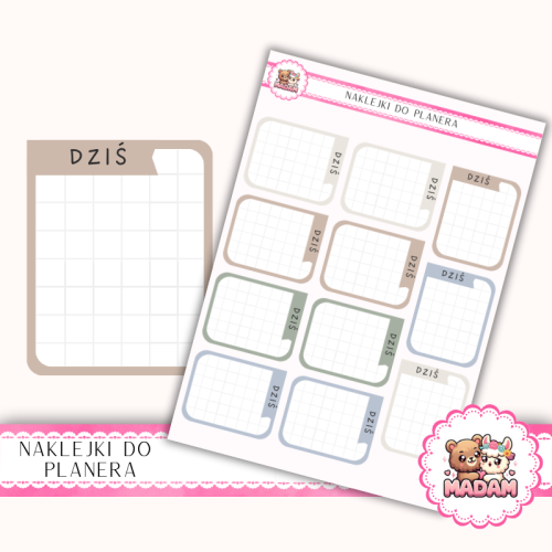 Naklejki planerowe ramki DZIŚ Sage Calm Mix 13x18 do planera Bullet Journal MaDam Creative