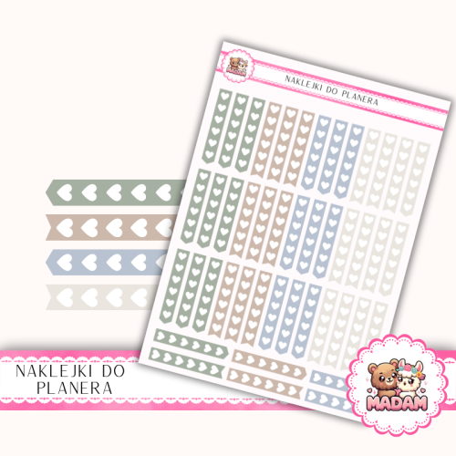 Naklejki planerowe checkmarki serduszka Fresh Minimal 13x18 do planera Bullet Journal MaDam Creative