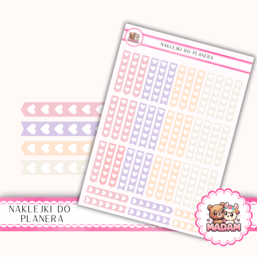 Naklejki planerowe checkmarki serduszka Fresh Minimal 13x18 do planera Bullet Journal MaDam Creative