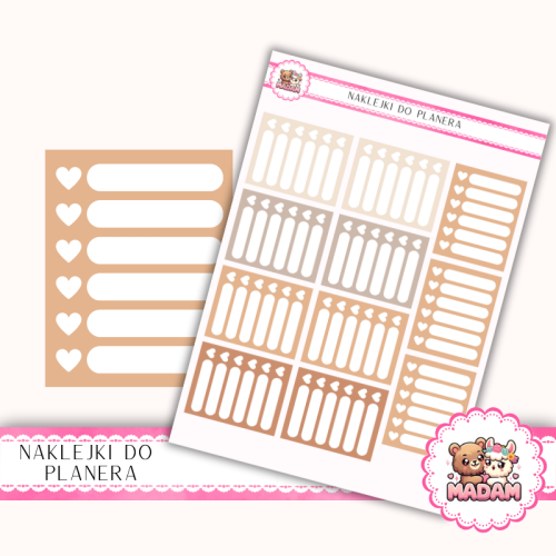 Naklejki planerowe habit tracker serduszka Autumn Warm 13x18 do planera Bullet Journal MaDam Creative